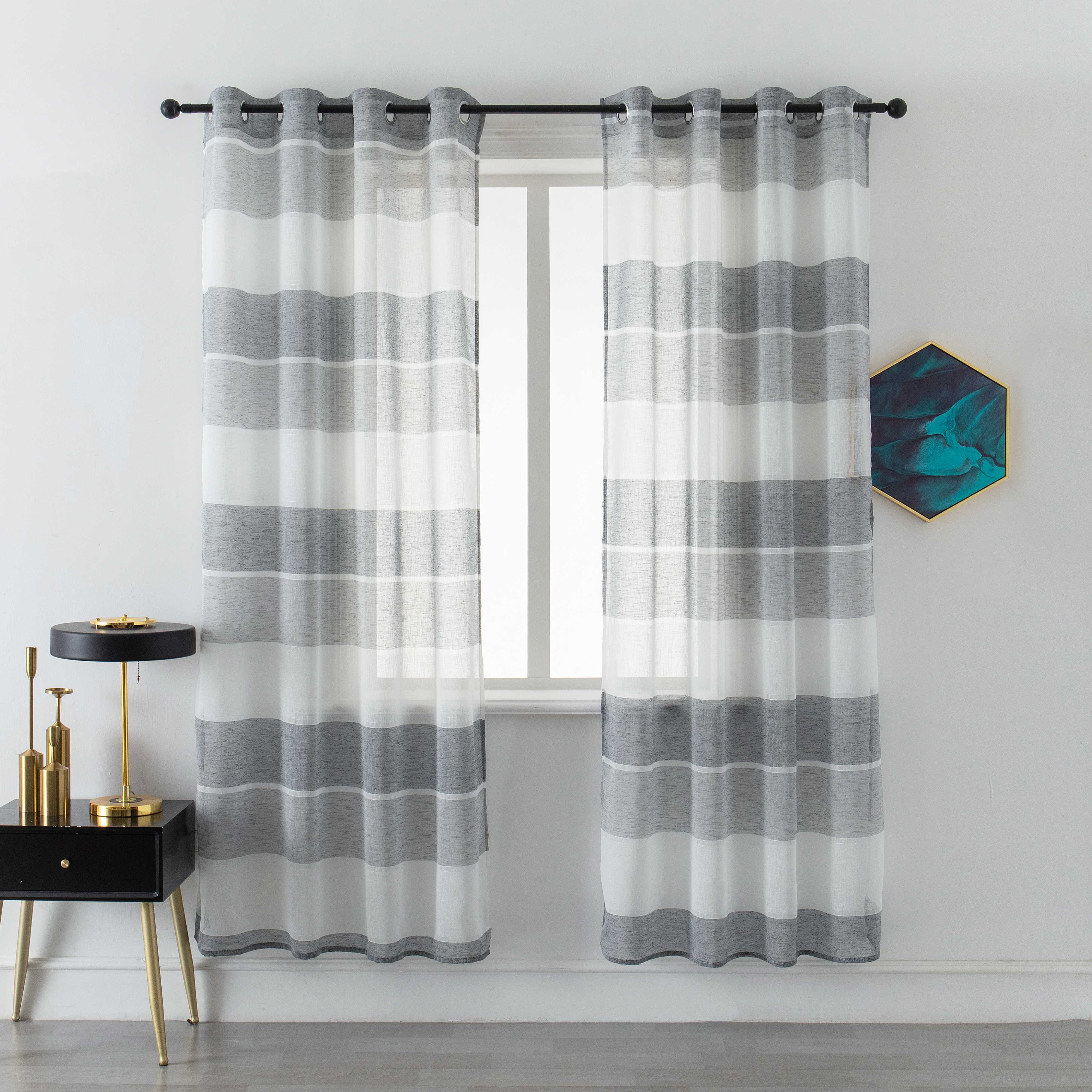 Longshore Tides Gerson Polyester Striped Lightweight Curtain